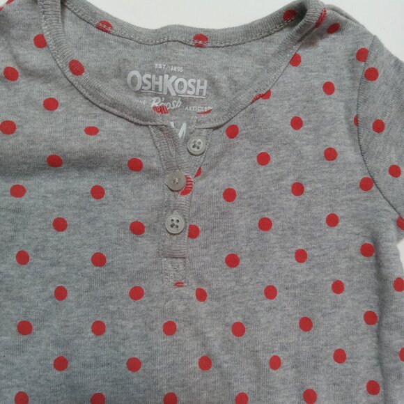 OshKosh B'Gosh 12 Months Sz 1 Shirt Gray Red Polka Dot New w/ Tags - Picture 4 of 10